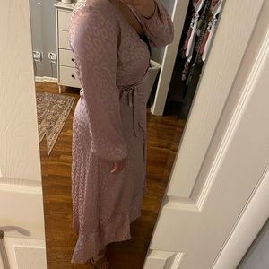 Satin Pink Leopard Print Dress - wedding guest